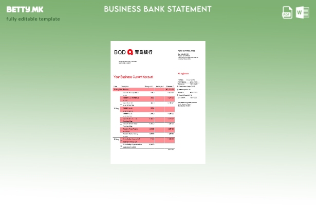 Модерен стил на банката на Кингдао цврста изјава за Word и PDF шаблон